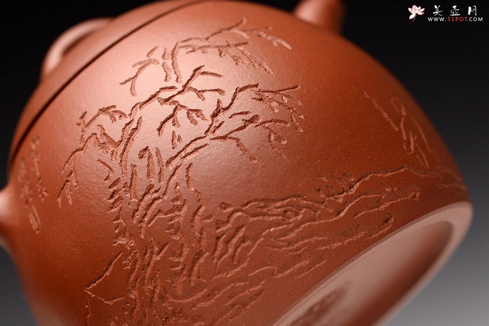 紫砂壶图片：文人作品 全手摹古秦权 储云高徒潘晓鸣装饰 格调高画意深  - 美壶网