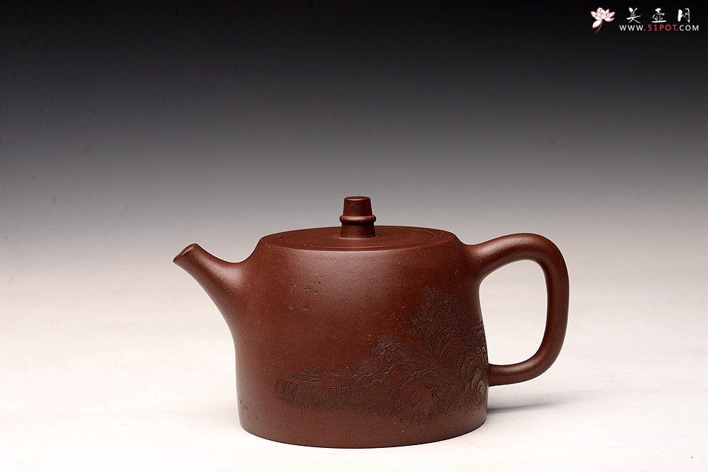 紫砂壶图片：通景山水 丰润挺拔  优质地槽青 全手大汉铎 - 美壶网