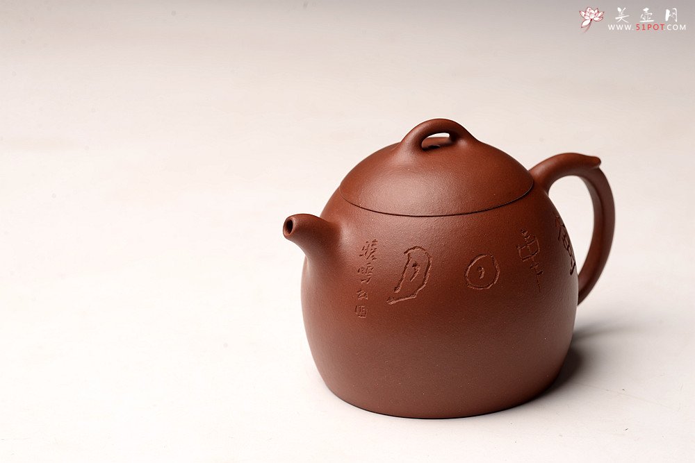 紫砂壶图片：文人作品 全手摹古秦权 储云高徒潘晓鸣装饰 格调高画意深  - 美壶网