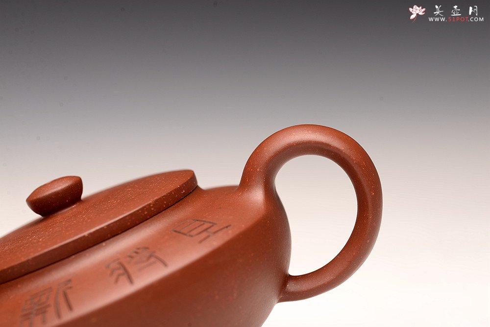 紫砂壶图片：美壶特惠 钱浩进步作品 线条优美 典雅大方 全手工单片拍打成型 汉扁 超高性价比 - 美壶网