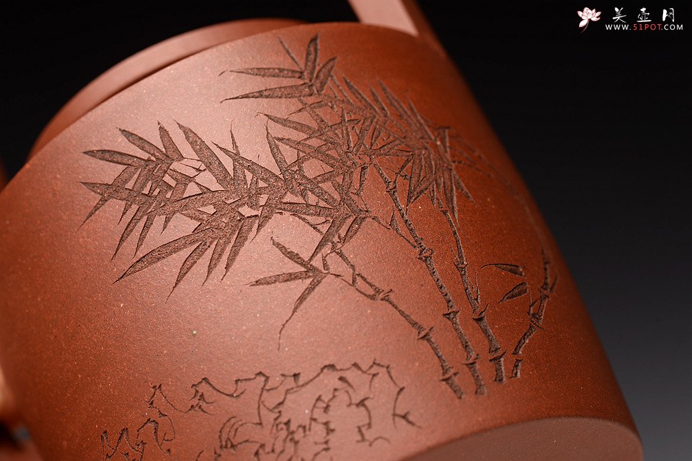 紫砂壶图片：詹黎明丙申秋全手新作 贤提 颇具难度 高路精刻 挺拔 - 美壶网