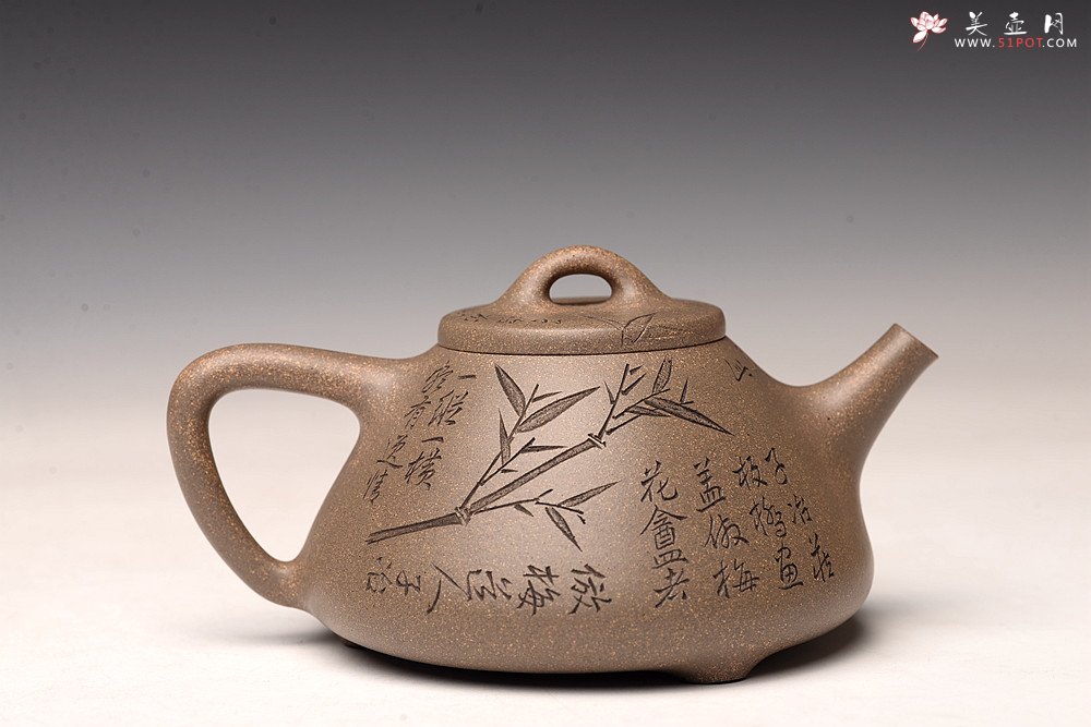 紫砂壶图片：钱建荷丙申全手摹古 张听刚装饰 子冶石瓢 自然舒美 不再接受定做 - 美壶网