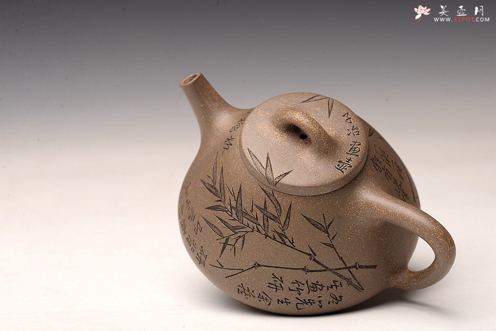 紫砂壶图片：钱建荷丙申全手摹古 张听刚装饰 子冶石瓢 自然舒美 不再接受定做 - 美壶网