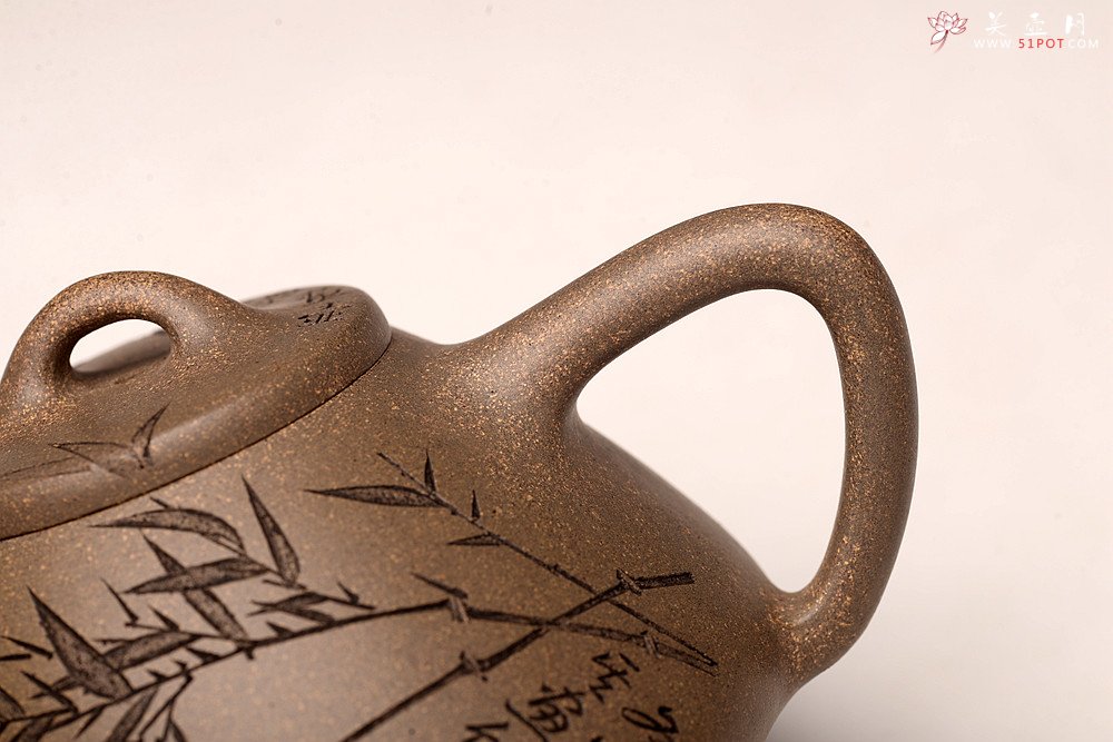 紫砂壶图片：钱建荷丙申全手摹古 张听刚装饰 子冶石瓢 自然舒美 不再接受定做 - 美壶网
