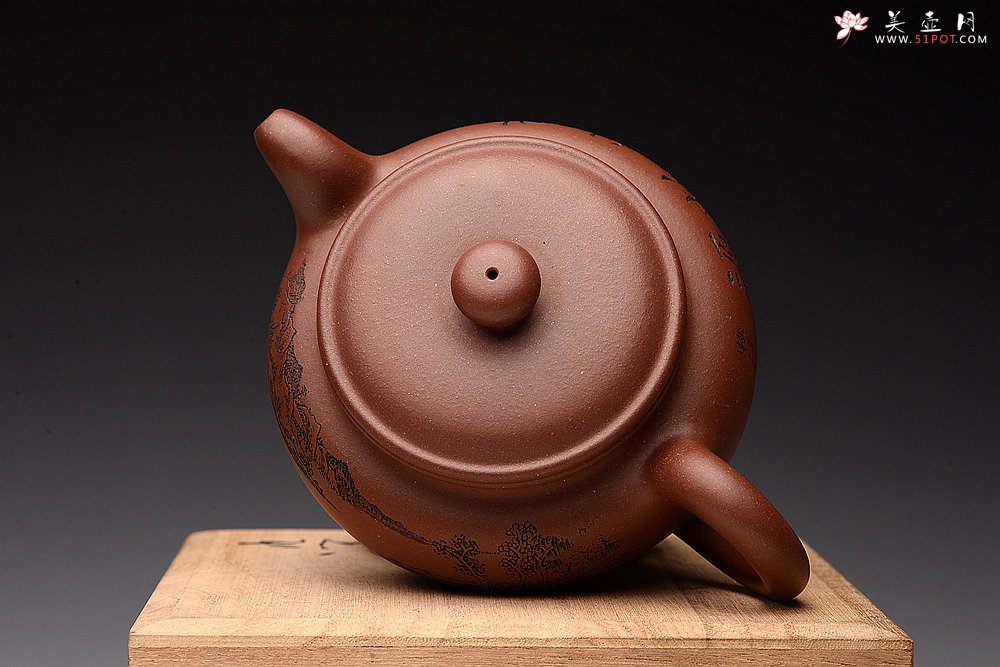 紫砂壶图片：朱牧清新作 形神兼备 传统经典 扁腹 - 美壶网