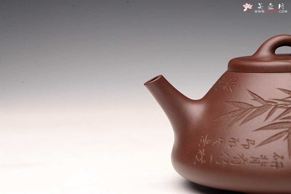 紫砂壶图片：周路健丙申夏摹古之作 张听刚装饰 文气隽永 致敬经典 全手子冶石瓢 - 美壶网