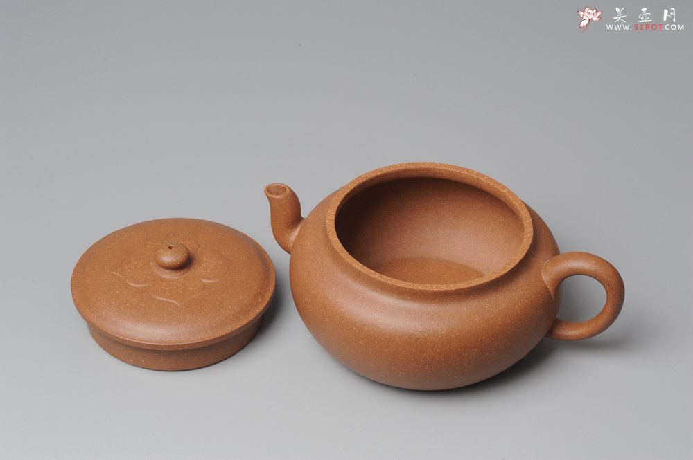 紫砂壶图片：全手工新作柿花 桂花泥 大口实用 - 美壶网