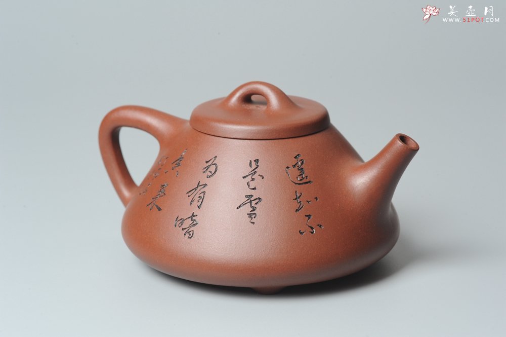 紫砂壶图片：袁冠定文气装饰 全手工子冶石瓢 - 美壶网