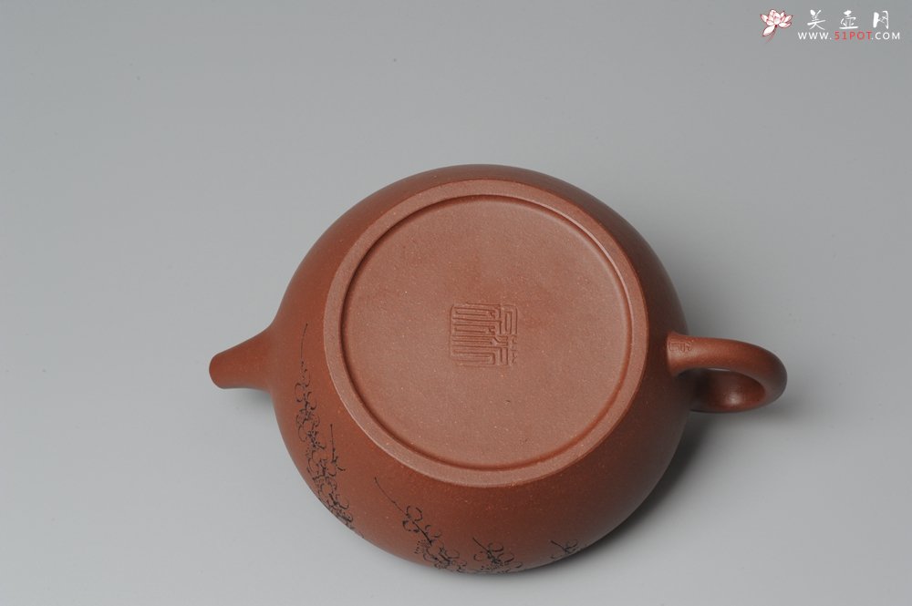 紫砂壶图片：刘华徒弟生益刻绘 全手工桑扁 - 美壶网