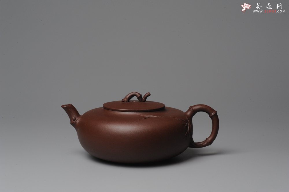 紫砂壶图片：原创全手工紫竹 收藏佳作 - 美壶网