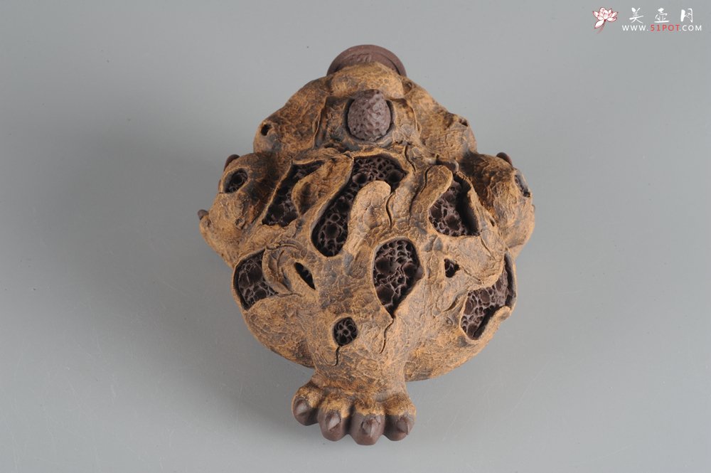 紫砂壶图片：特惠醉美树皮金蟾茶宠 灵性十足 寓意招财进宝 - 美壶网