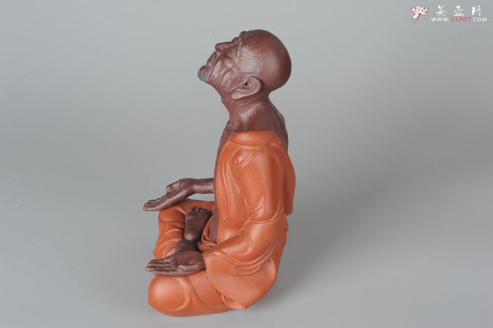 紫砂壶图片：静观罗汉 醉泥人郑玉阳精品雕塑 大号精品 - 美壶网