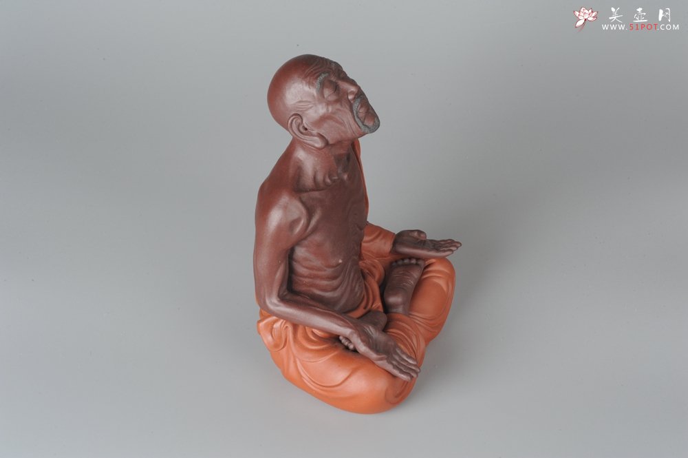 紫砂壶图片：静观罗汉 醉泥人郑玉阳精品雕塑 大号精品 - 美壶网