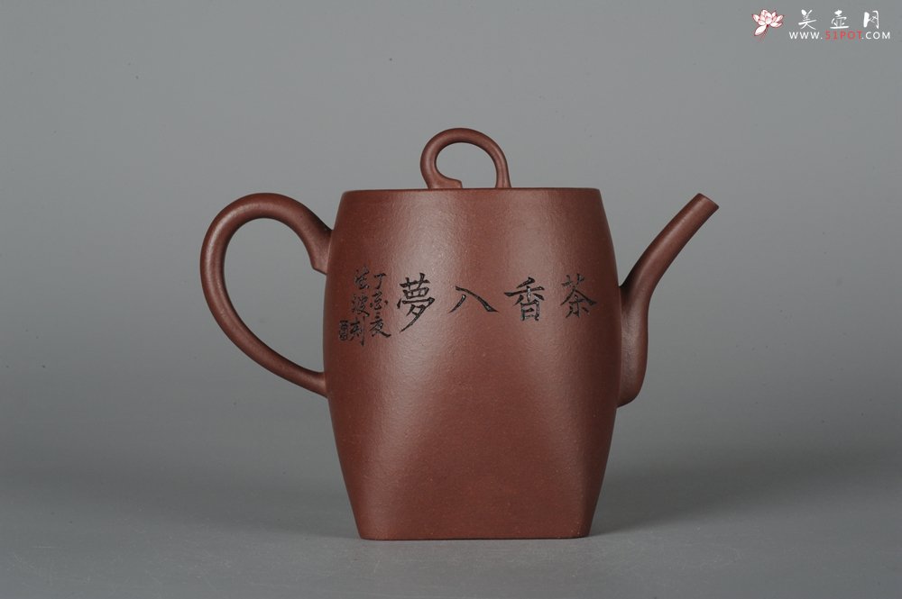 紫砂壶图片：全手工舍得套组 采用优质龙血砂泥料 助工袁德波精心装饰花鸟 - 美壶网