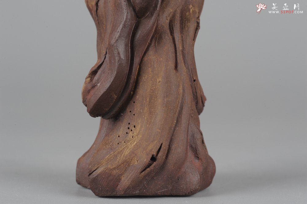 紫砂壶图片：精品小号树桩达摩茶宠摆件 神态生动  - 美壶网