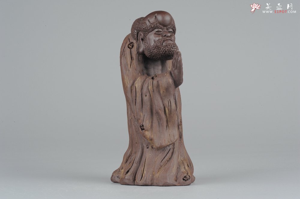 紫砂壶图片：大号树桩达摩 神态生动 精致茶宠 - 美壶网