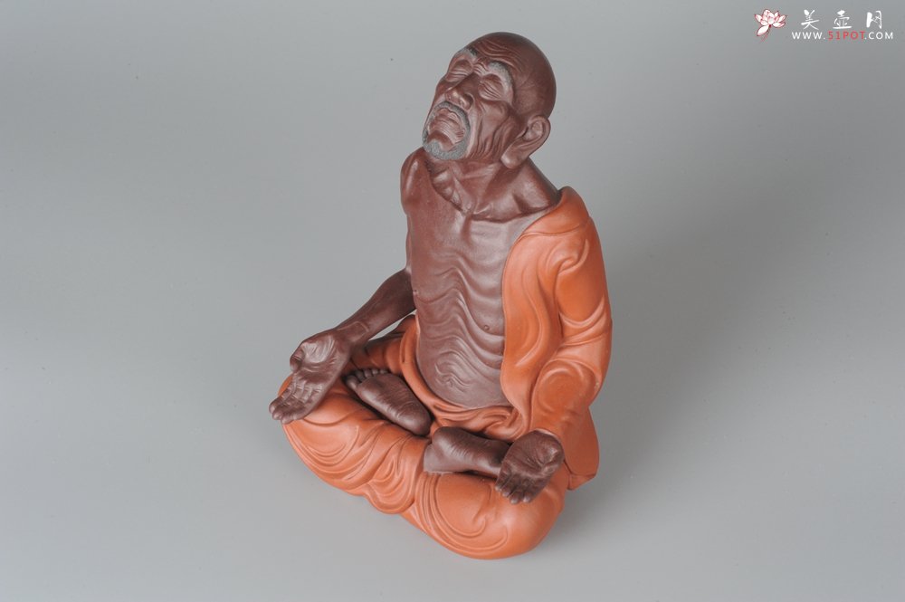 紫砂壶图片：静观罗汉 醉泥人郑玉阳精品雕塑 大号精品 - 美壶网