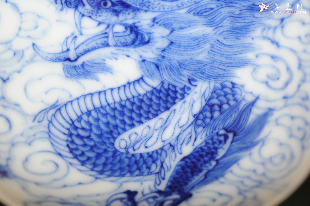 紫砂壶图片：生肖龙 景德镇全手工手绘青花主人杯  - 美壶网