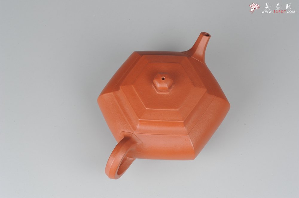 紫砂壶图片：非铁红色素泥 优质朱泥全手工大彬六方壶 端庄秀美 - 美壶网