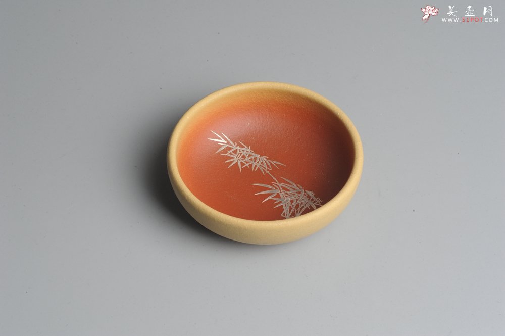 紫砂壶图片：美杯特惠 描银文气梅兰竹菊一套（4只） - 美壶网