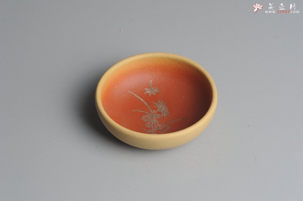 紫砂壶图片：美杯特惠 描银文气梅兰竹菊一套（4只） - 美壶网