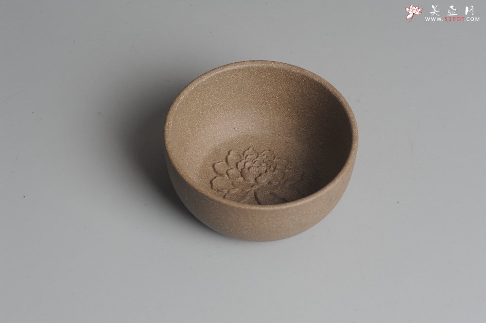 紫砂壶图片：段泥牡丹品茗杯 不包邮 - 美壶网