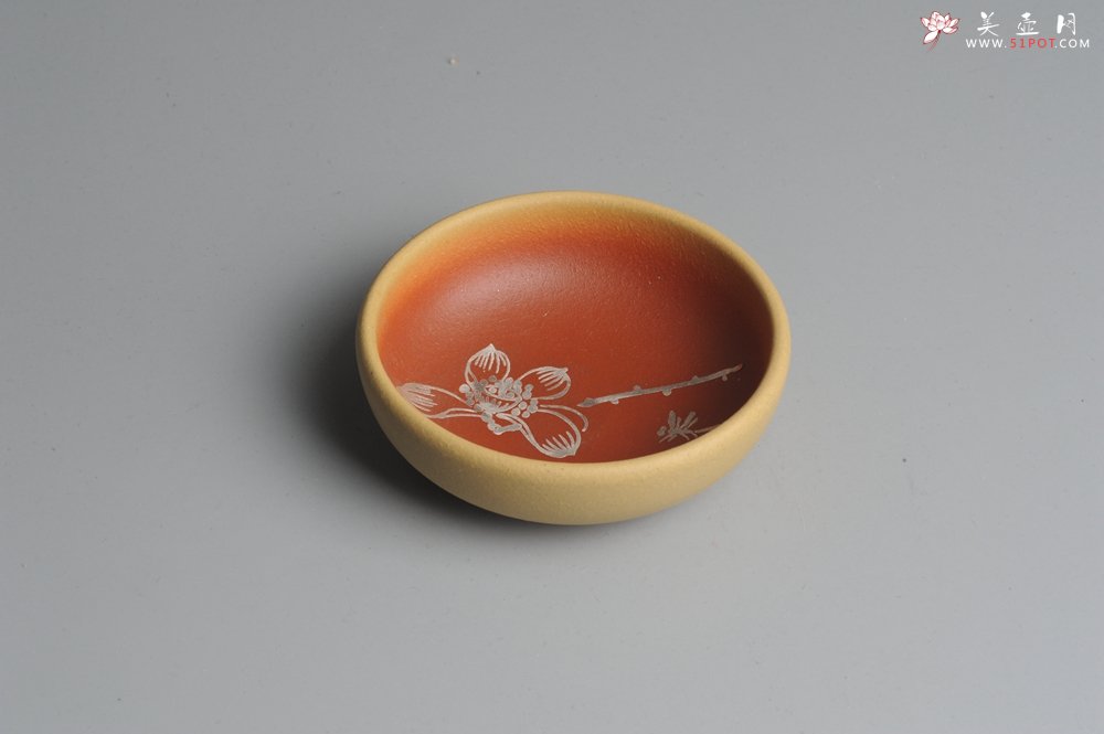 紫砂壶图片：美杯特惠 描银文气梅兰竹菊一套（4只） - 美壶网