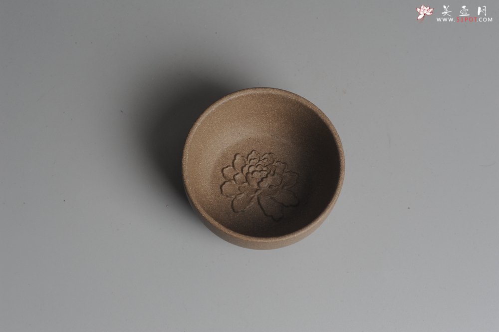 紫砂壶图片：段泥牡丹品茗杯 不包邮 - 美壶网