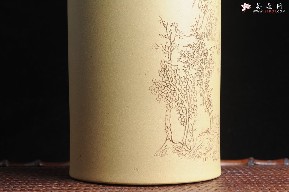 紫砂壶图片：美筒特惠 精品山水高帽笔筒一式 老师不打草稿直接空刻 一气呵成  - 美壶网