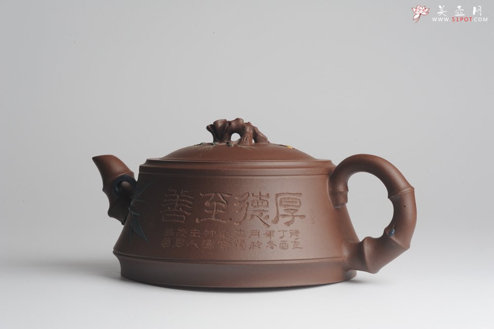 紫砂壶图片：精工大气松竹梅 嵌盖难度大 - 美壶网