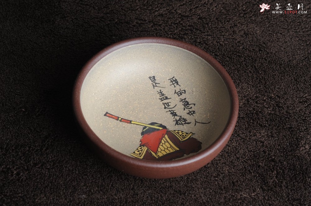 紫砂壶图片：美杯特惠 我的意中人是盖世英雄 精品泥绘品茗杯 杯垫一套 送礼自用佳品 - 美壶网