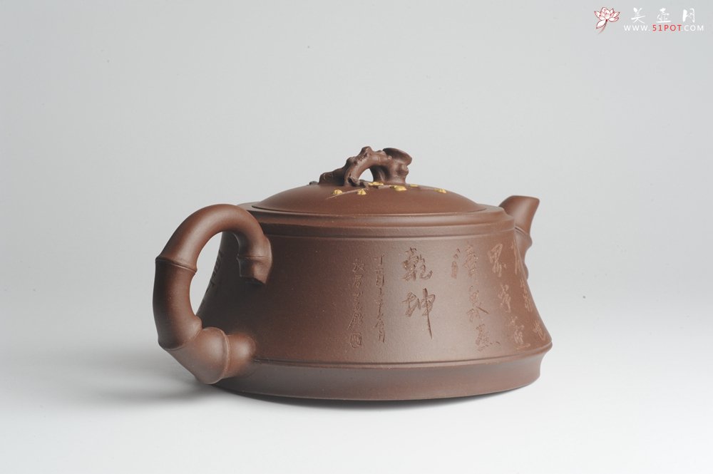 紫砂壶图片：精工大气松竹梅 嵌盖难度大 - 美壶网