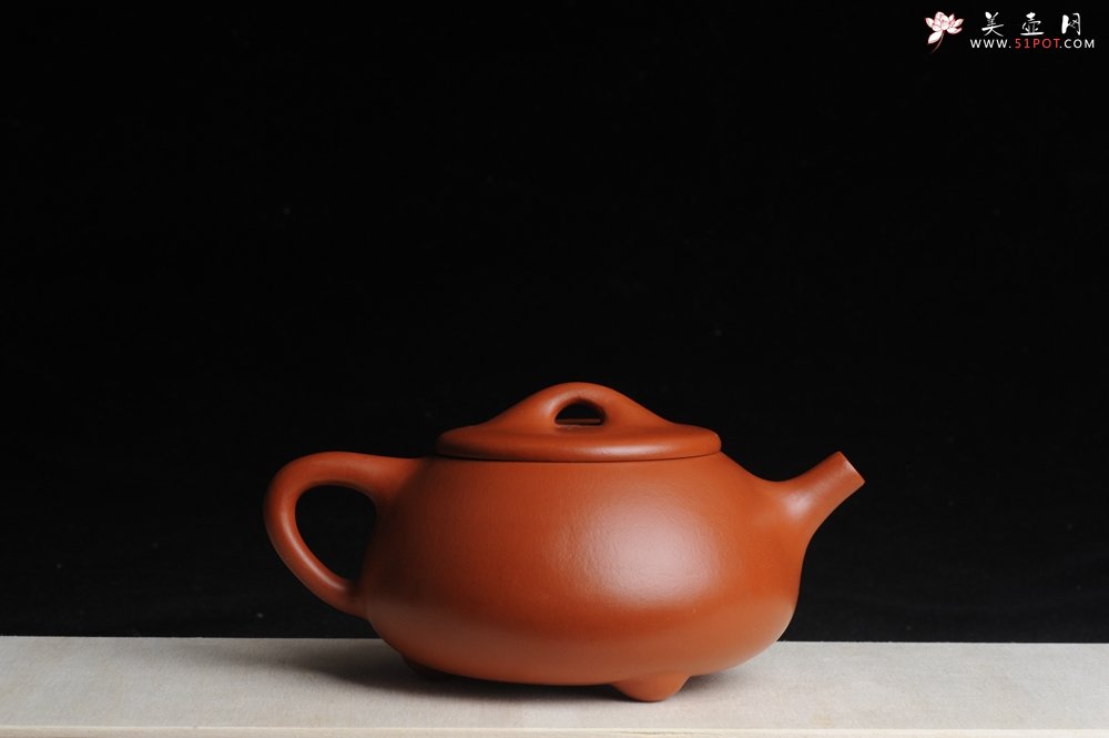 紫砂壶图片：美壶特惠 非铁红色素泥优质朱泥满瓢 平盖石瓢 - 美壶网