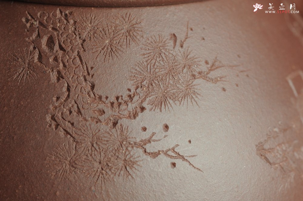 紫砂壶图片：美壶特惠 经典平盖小石瓢 满瓢（景舟石瓢）方健双刀即兴装饰松下高士煮茶图 泥料超好 做工灰常精致 - 美壶网