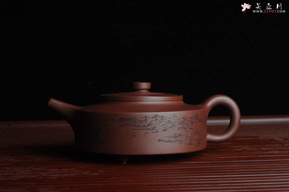 紫砂壶图片：美壶特惠 曼生周盘 通景山水 做工超精致 茶人醉爱 - 美壶网