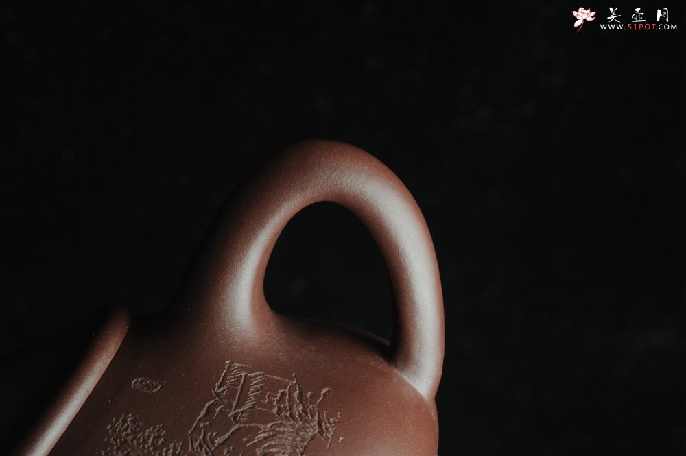 紫砂壶图片：优质紫茄泥全手工山水满瓢 雨过山色清 - 美壶网