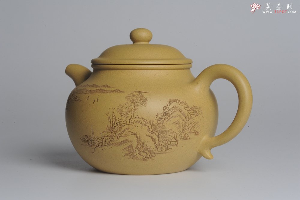 紫砂壶图片：美壶特惠 灰常好的本山段精工山水莲子壶 端庄秀雅 莫待明年花更好 当惜今朝春正浓 - 美壶网