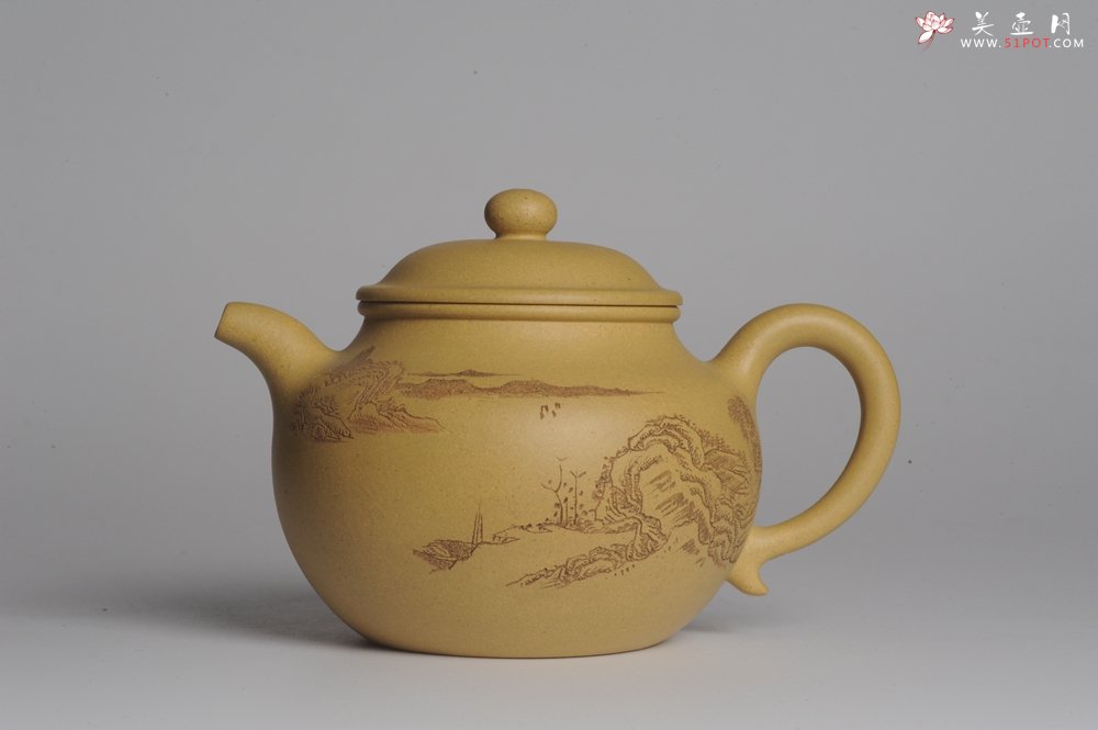 紫砂壶图片：美壶特惠 灰常好的本山段精工山水莲子壶 端庄秀雅 造化钟神秀 阴阳割昏晓 - 美壶网