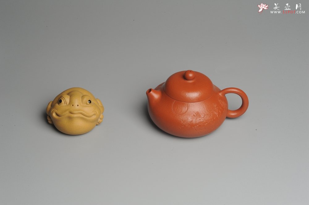 紫砂壶图片：优质赵庄朱泥全手工文旦 方健双刀文气装饰 - 美壶网