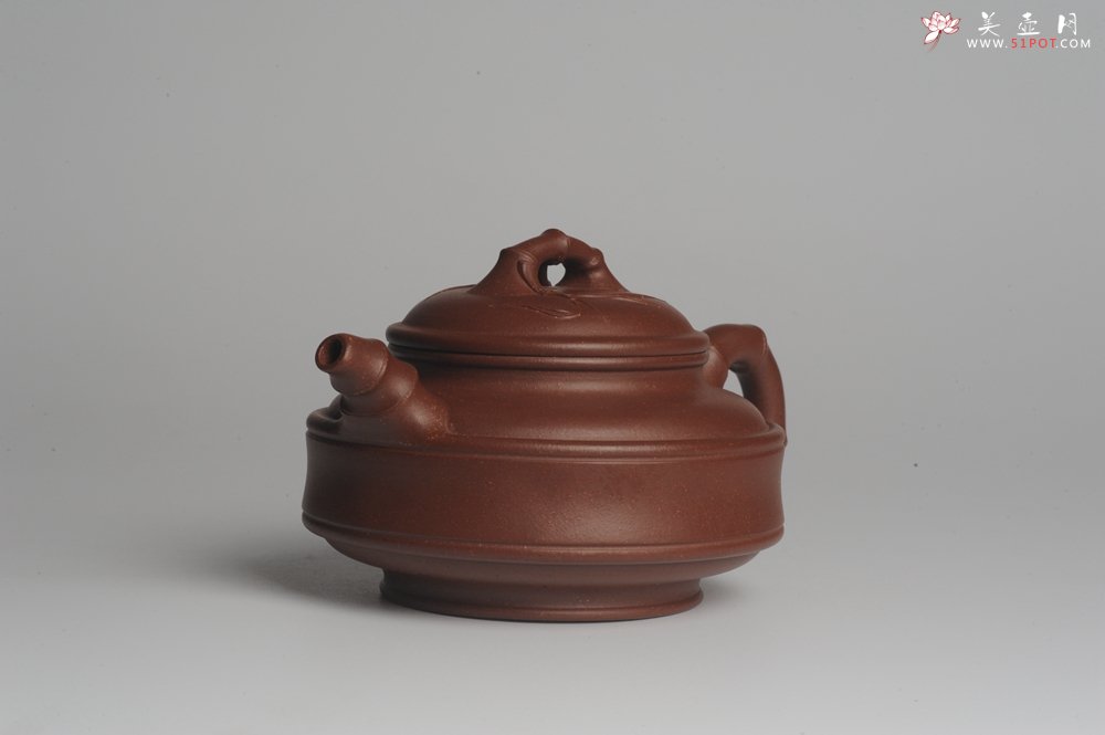 紫砂壶图片：美壶特惠 优质紫泥双线竹鼓二式 精神 - 美壶网