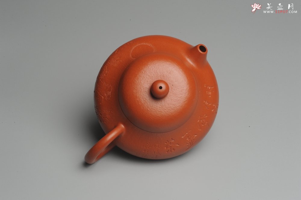 紫砂壶图片：优质赵庄朱泥全手工文旦 方健双刀文气装饰 - 美壶网