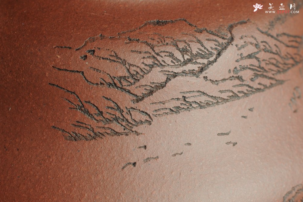 紫砂壶图片：美壶特惠 文气葫芦（福禄）壶 装饰山水 松风竹炉 - 美壶网