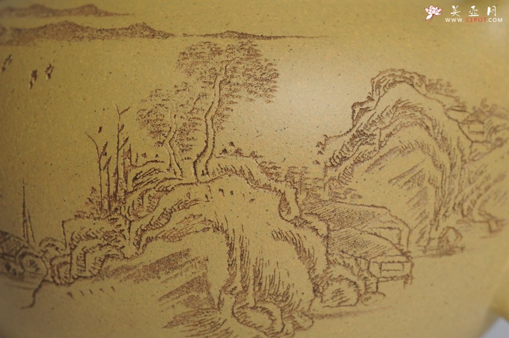 紫砂壶图片：美壶特惠 灰常好的本山段精工山水莲子壶 端庄秀雅 莫待明年花更好 当惜今朝春正浓 - 美壶网