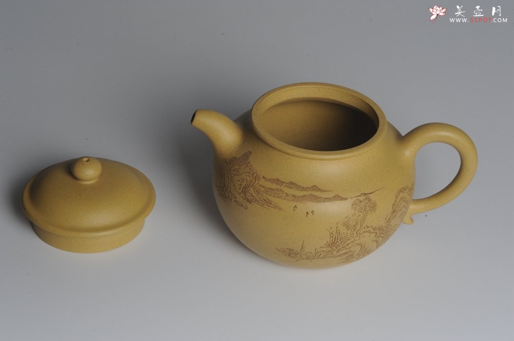 紫砂壶图片：美壶特惠 灰常好的本山段精工山水莲子壶 端庄秀雅 莫待明年花更好 当惜今朝春正浓 - 美壶网