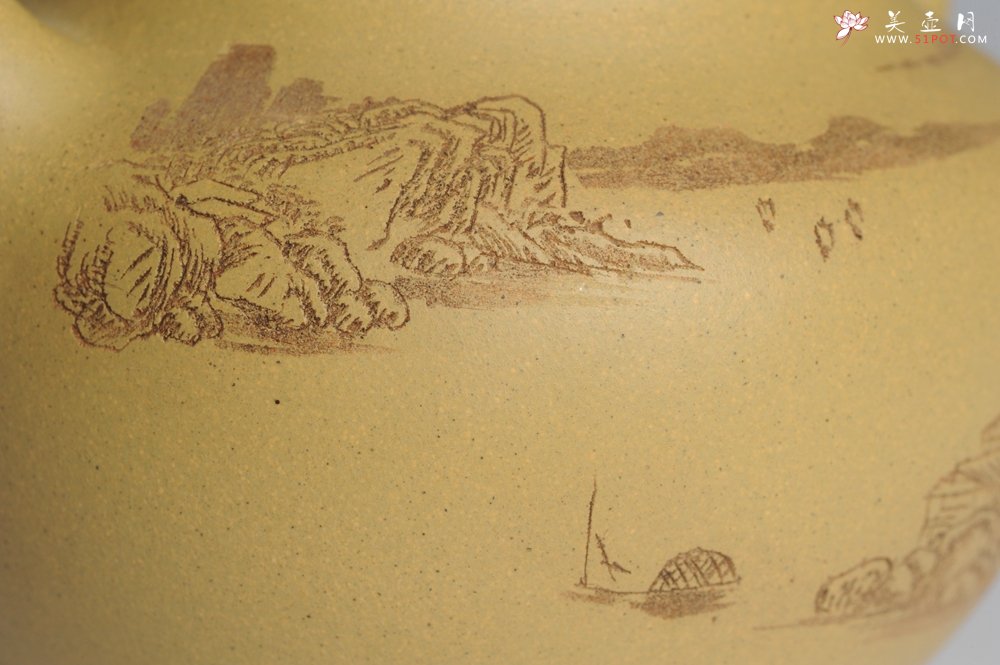 紫砂壶图片：美壶特惠 灰常好的本山段精工山水莲子壶 端庄秀雅 白云回望合 青霭入看无 - 美壶网