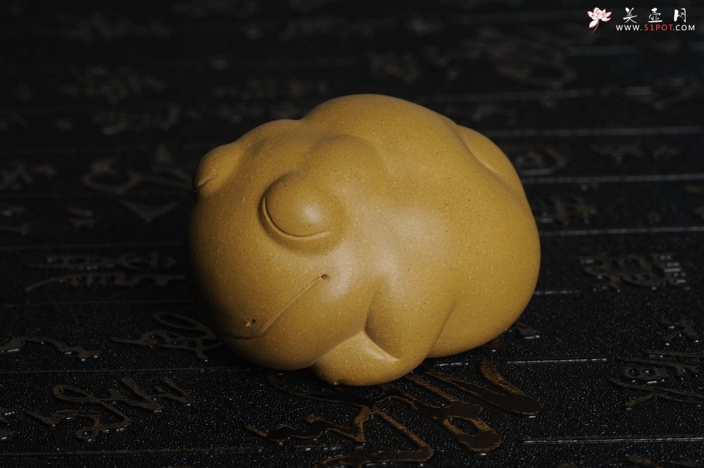 紫砂壶图片：美宠特惠 油润黄金段萌萌蛤蟆茶宠 做工超精致 长6.5cm宽5.5cm高4cm - 美壶网