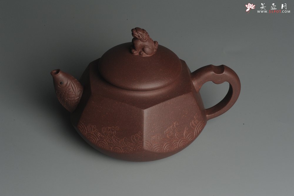 紫砂壶图片：美壶特惠 做工精致鱼跃龙门壶 泥料漂亮 寓意吉祥 - 美壶网