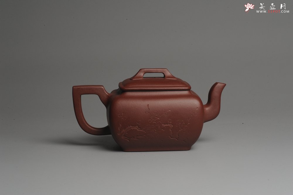 紫砂壶图片：美壶特惠 精品无欲则刚四方方樽 陈俊儒精心装饰 - 美壶网
