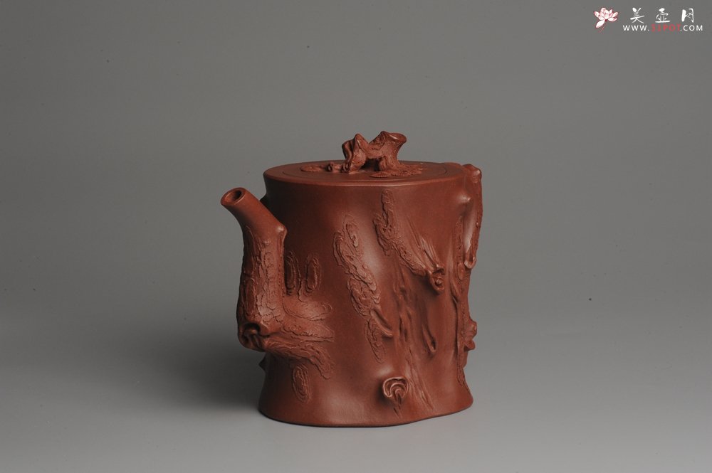 紫砂壶图片：实力派全手工松桩 气质非凡 肌理自然生动 适合收藏 - 美壶网