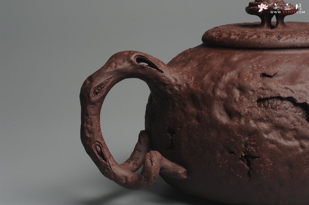 紫砂壶图片：美壶特惠 全手工薄胎游龙灵芝供春 龚春 做工精致 单色更显功力 - 美壶网